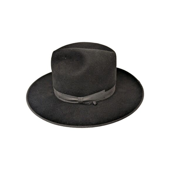 Preowned Black Fur Felt Fedora - Colombian Puerto Fino Brand - Hat Size 6 3/4 - Picture 1 of 7